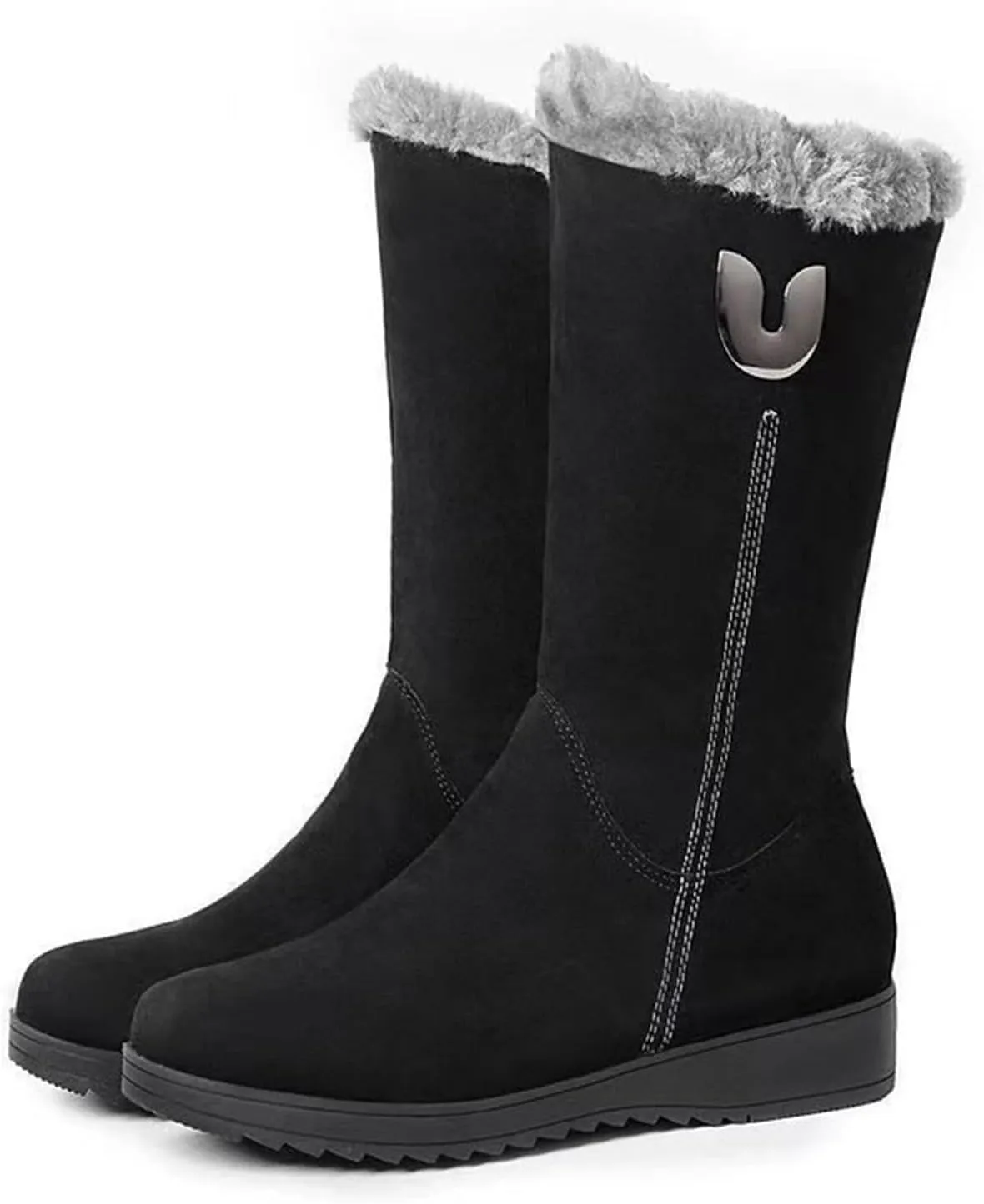 TangDao Women’s Winter Snow Boots With Zipper Comfortable Fur Lined Warm Boots Non-Slip Outdoor Mid Calf Snow Boots