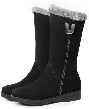 TangDao Women’s Winter Snow Boots With Zipper Comfortable Fur Lined Warm Boots Non-Slip Outdoor Mid Calf Snow Boots
