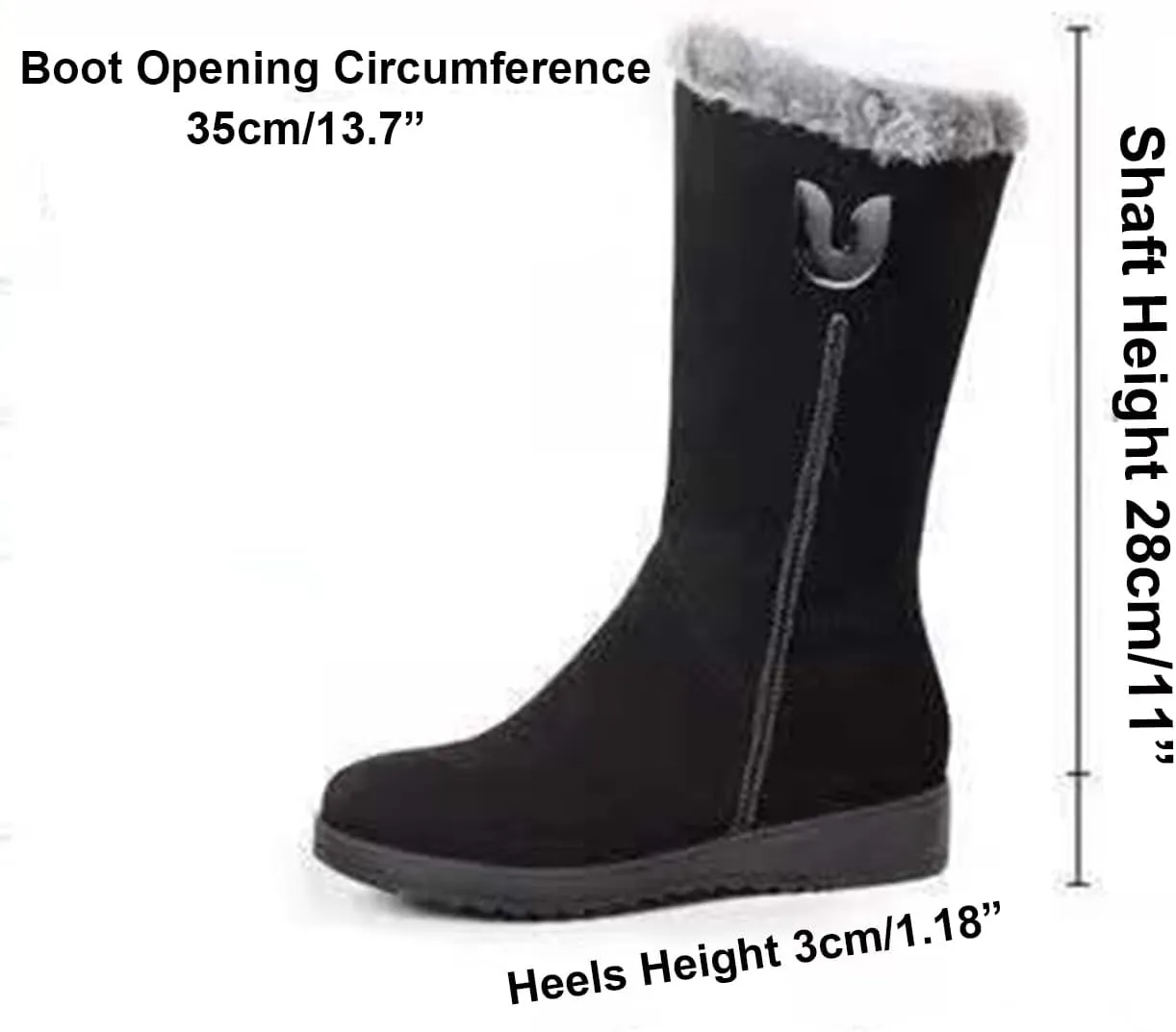 TangDao Women’s Winter Snow Boots With Zipper Comfortable Fur Lined Warm Boots Non-Slip Outdoor Mid Calf Snow Boots