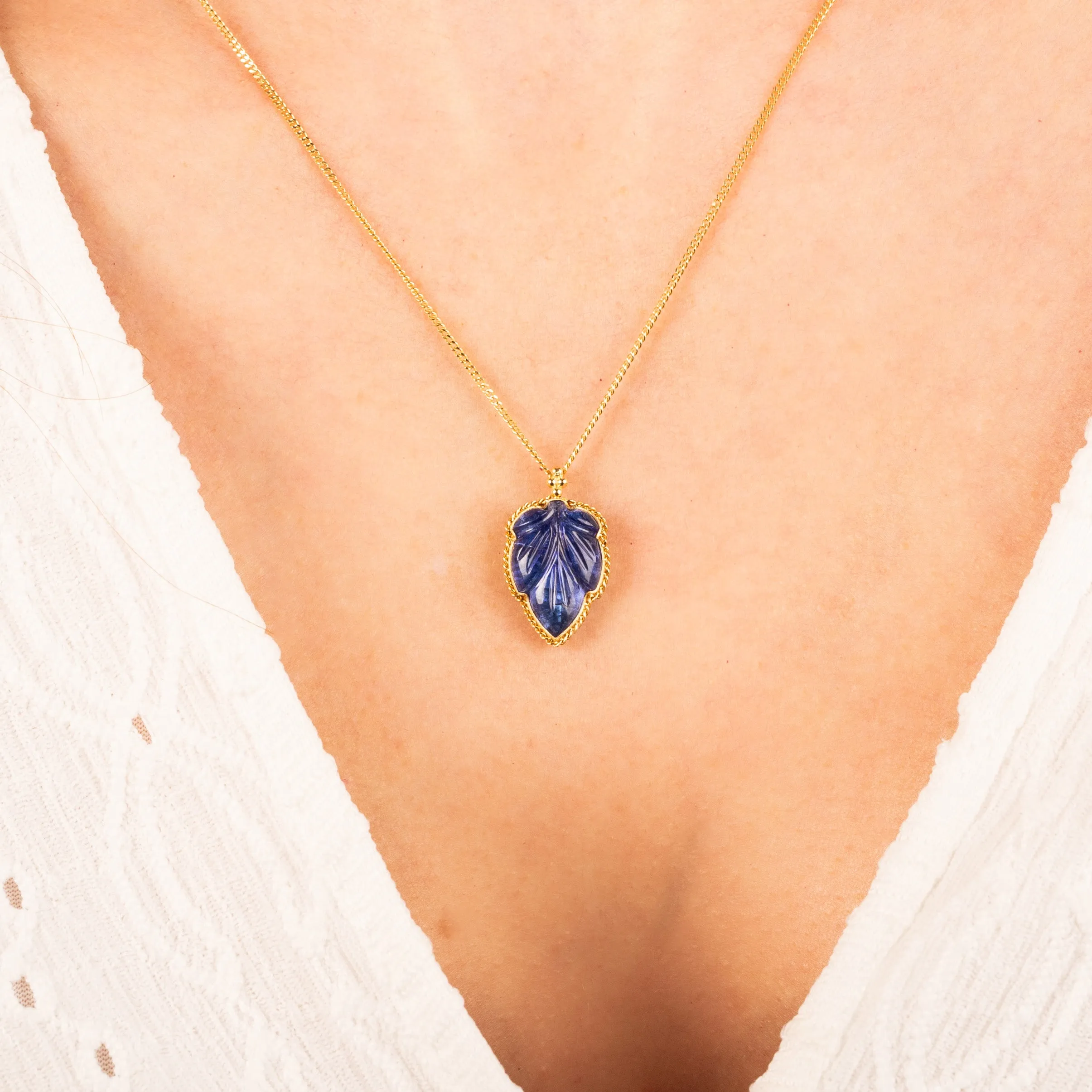 Tanzanite Leaf Necklace