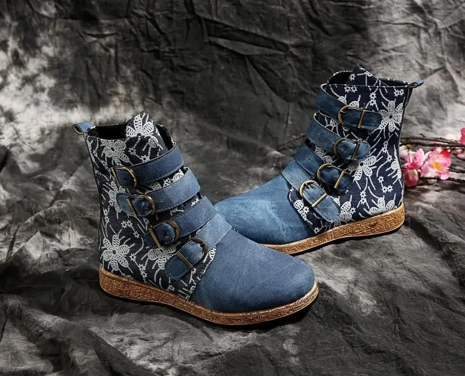 UOQAPRE Christmas Women's Mid Calf Cowboy Boots Cowgirl Wide Retro Western Shoes Wedge Chunky Platform Zip Booties for Women