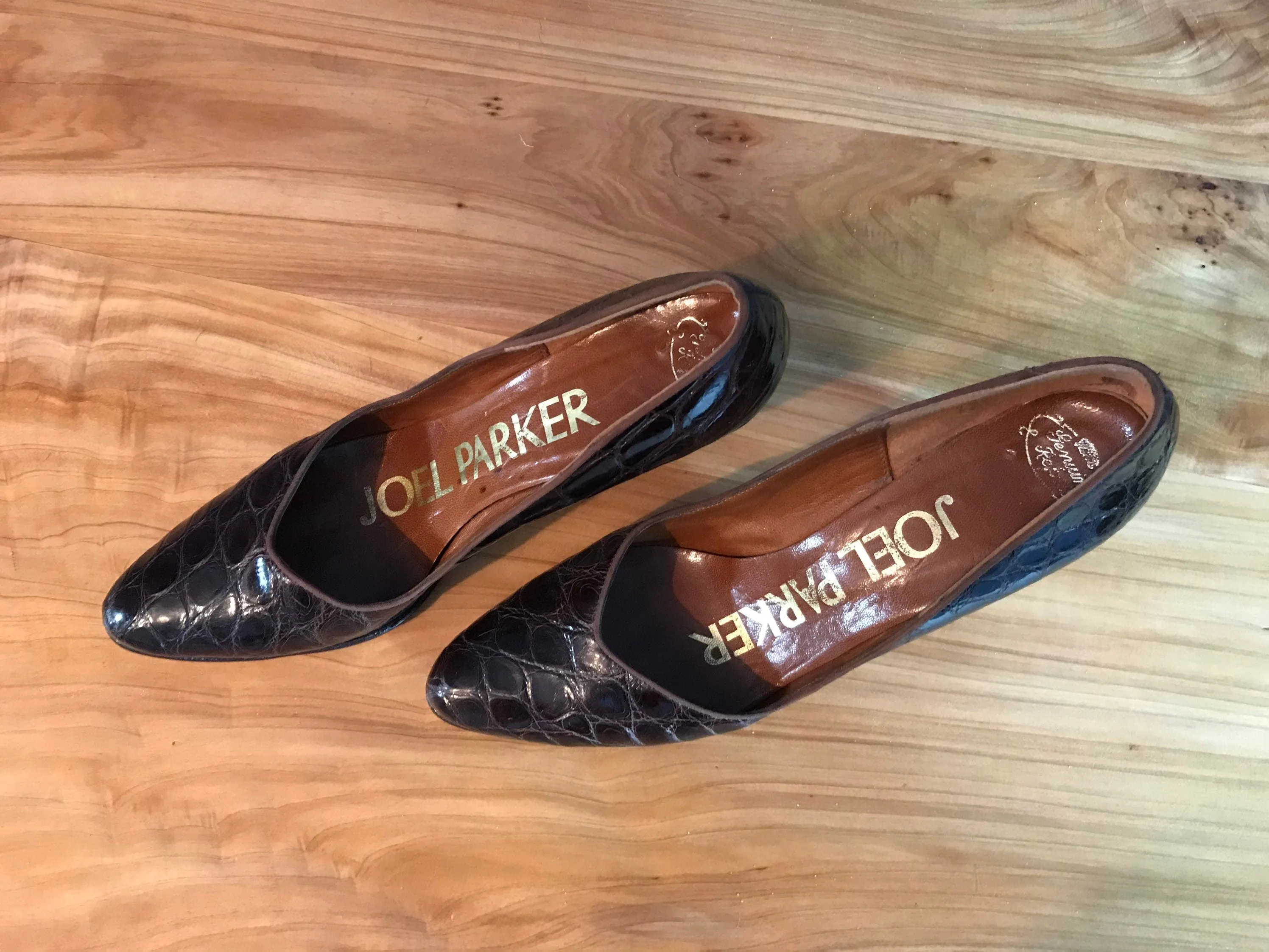 Vintage 1950’s brown reptile snakeskin heels 8.5