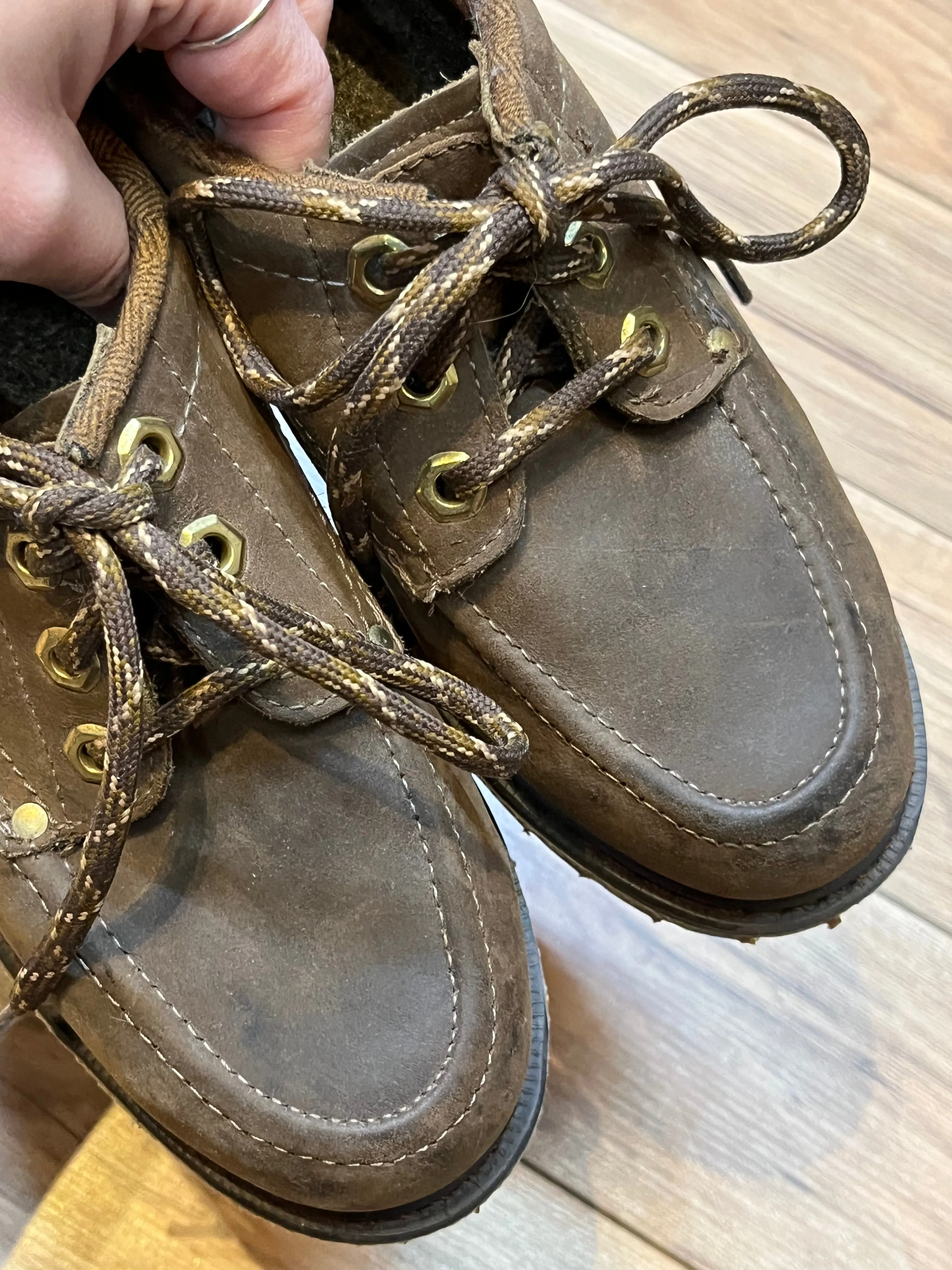 Vintage Prospector 1980’s Deadstock Moc Toe Brown Leather Shoes, Made in Canada, Womens US 5.5