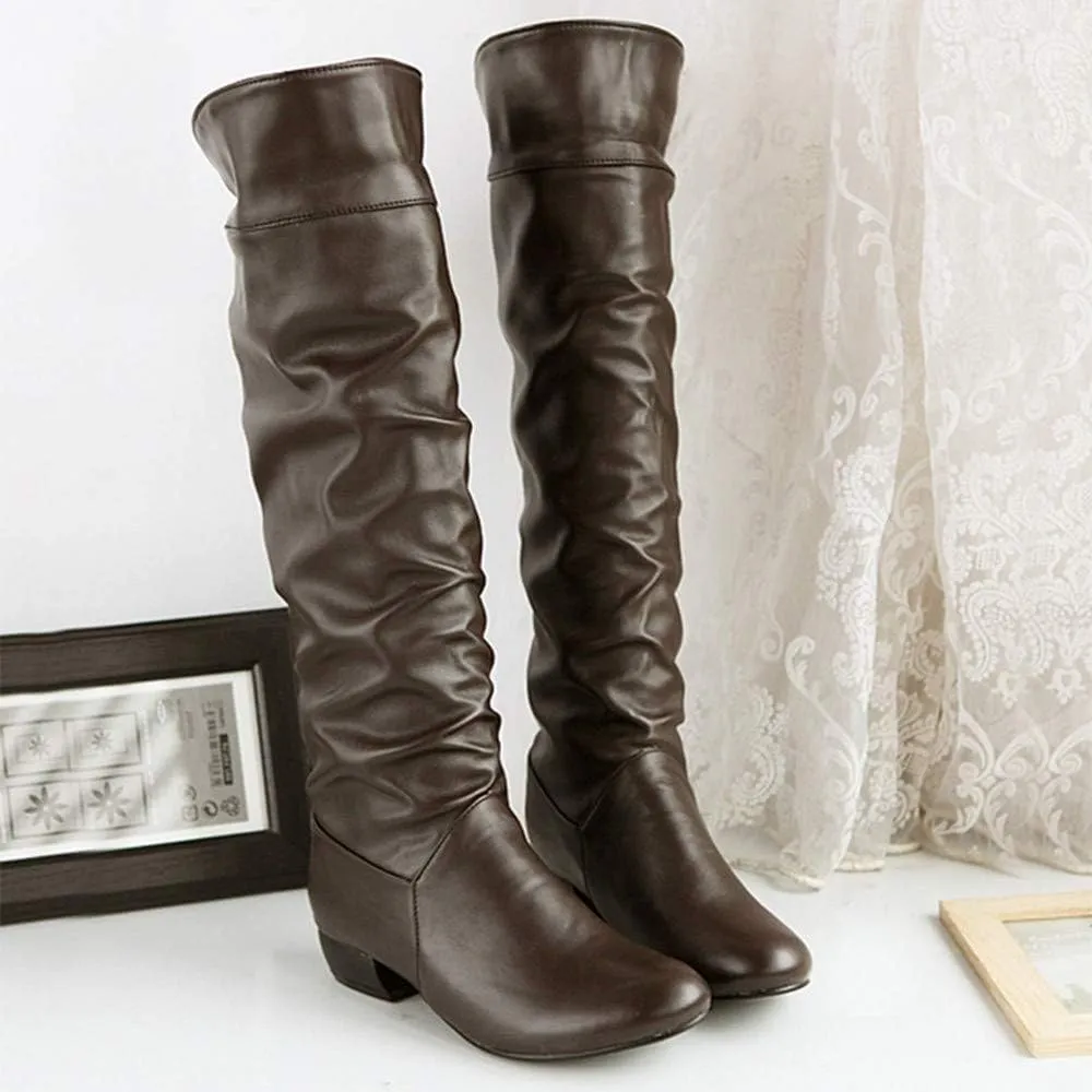 Women Knee High Boots Tall Slouch Boots with Inside Zipper Comfortable Boots Suede Slouch Flat Boots for Women