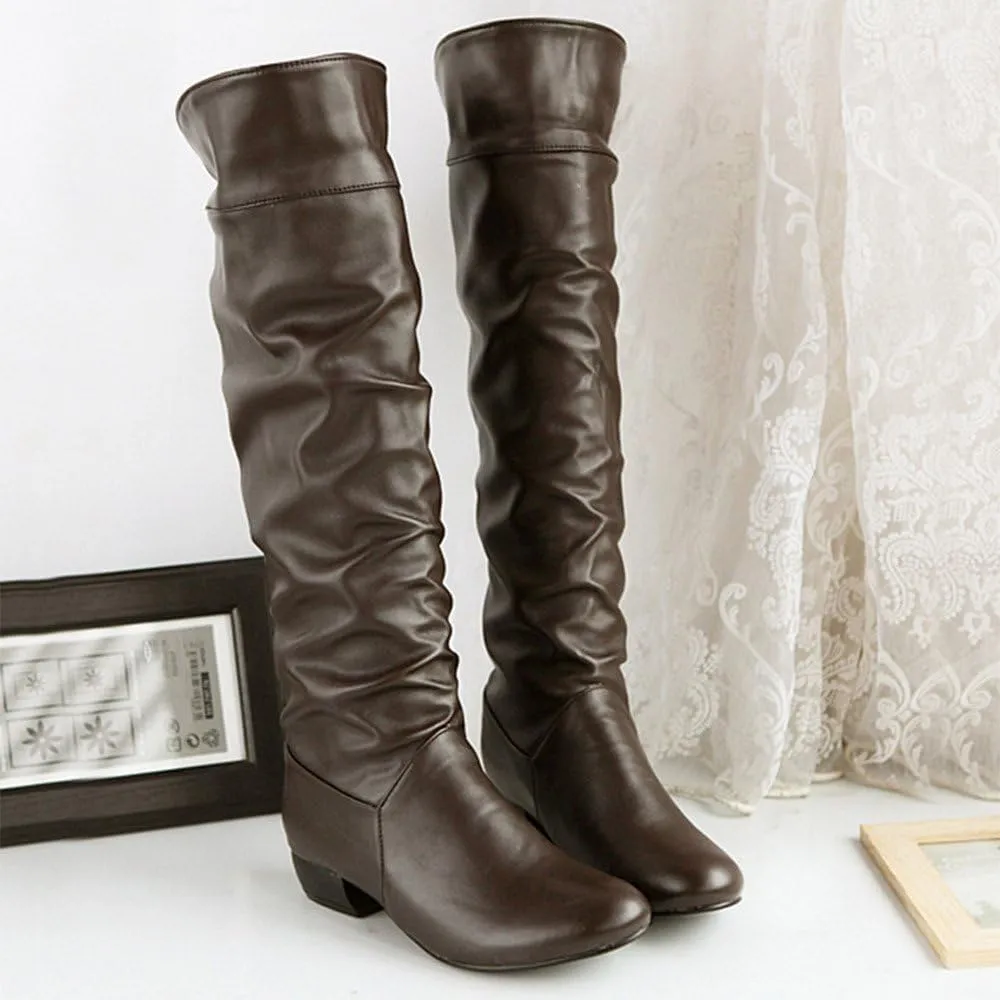 Women Knee High Boots Tall Slouch Boots with Inside Zipper Comfortable Boots Suede Slouch Flat Boots for Women