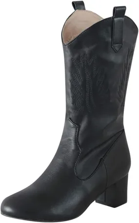 Women Western Cowboy Ankle Boots Low Chunky Heels Square Toe Fall Short Booties Classic Embroidered Retro Shoes