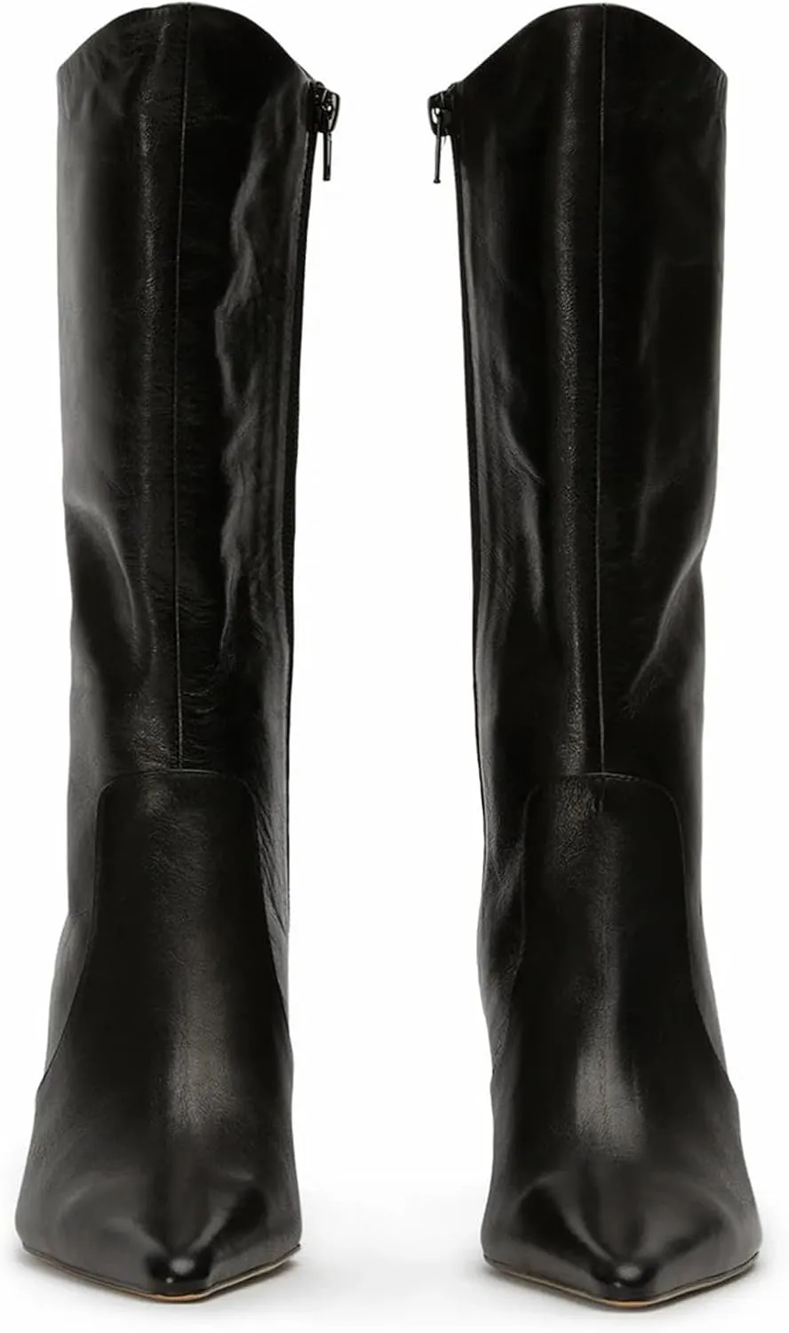 Women's mid-calf boots fashionable pointed toe casual boots stiletto heel side zipper boots