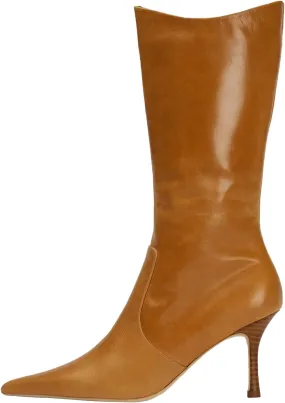 Women's mid-calf boots fashionable pointed toe casual boots stiletto heel side zipper boots