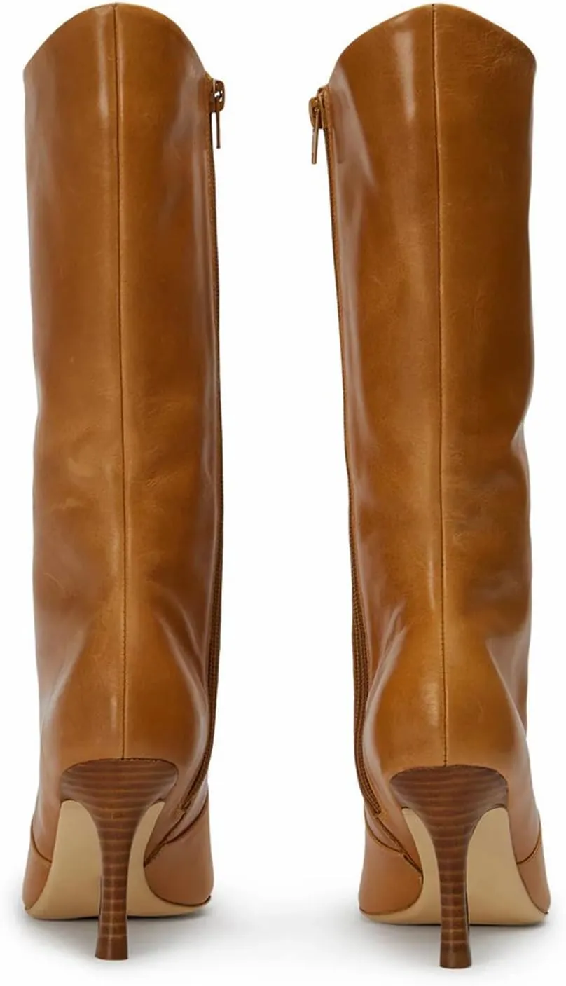 Women's mid-calf boots fashionable pointed toe casual boots stiletto heel side zipper boots
