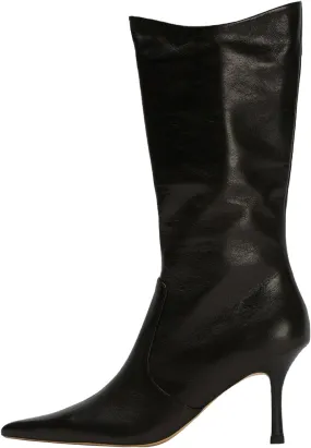 Women's mid-calf boots fashionable pointed toe casual boots stiletto heel side zipper boots