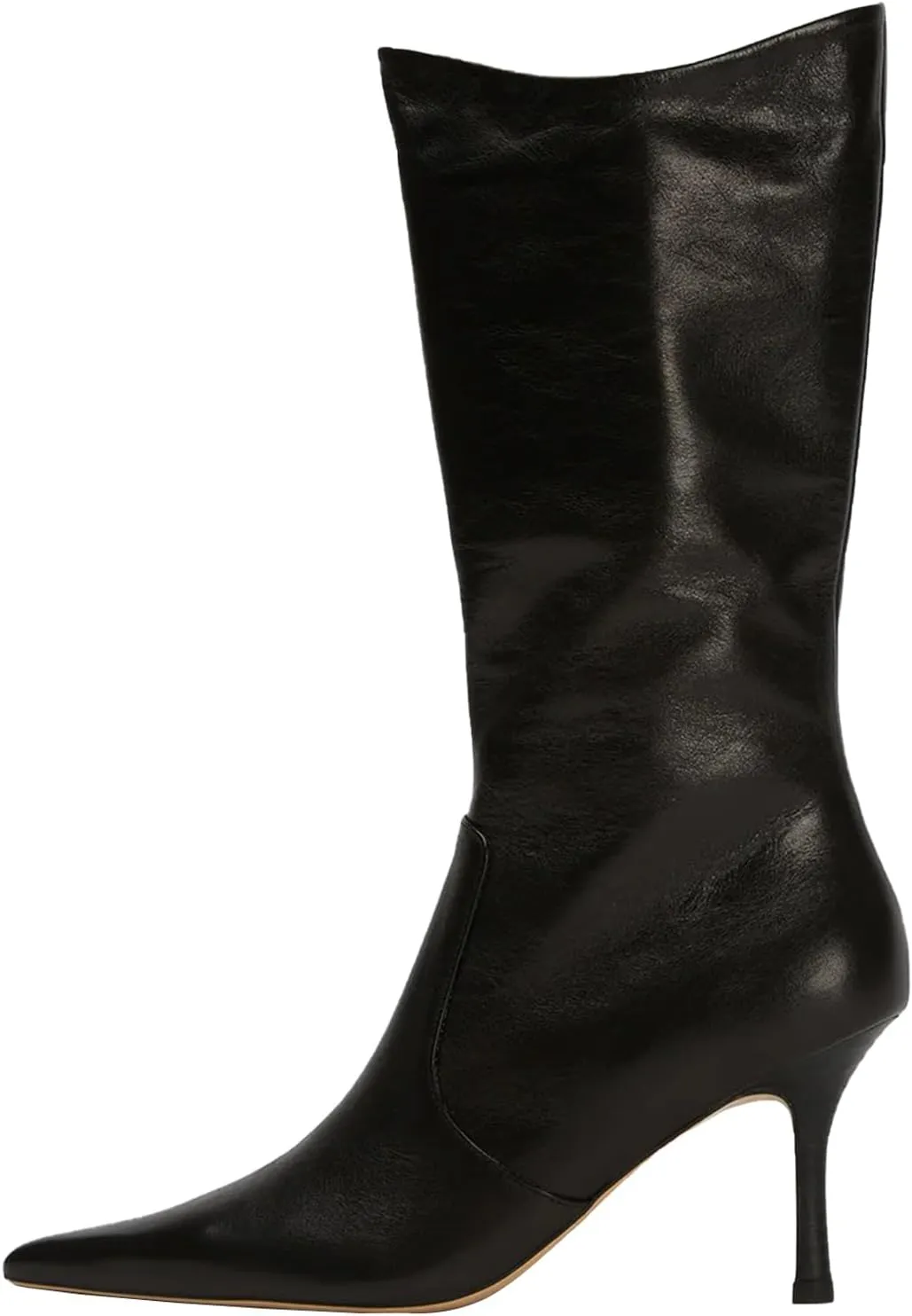 Women's mid-calf boots fashionable pointed toe casual boots stiletto heel side zipper boots