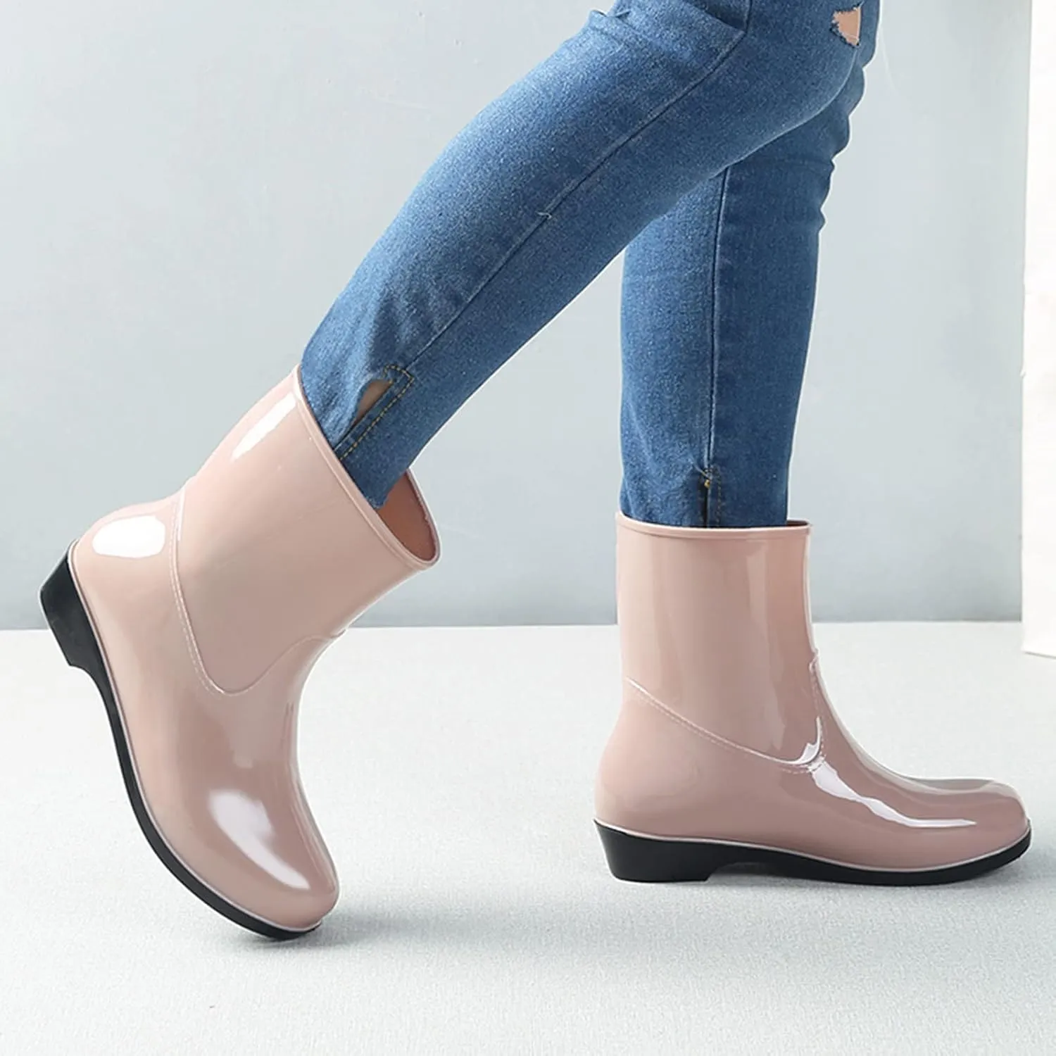 Womens Rubber Boots Womens Rain Boots Mid Calf Out Work for Boating Fishing Gardening Farming Rain Shoes