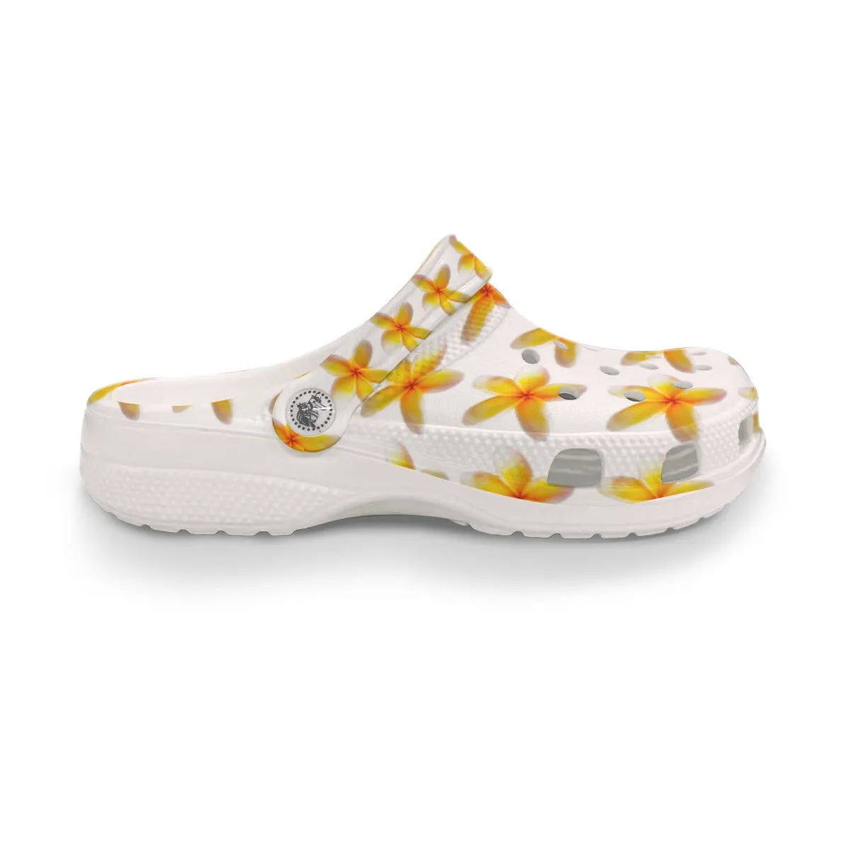 Yellow Frangipanis White Rubber Shoes up to size 12