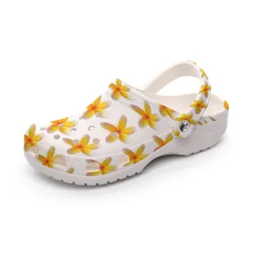 Yellow Frangipanis White Rubber Shoes up to size 12