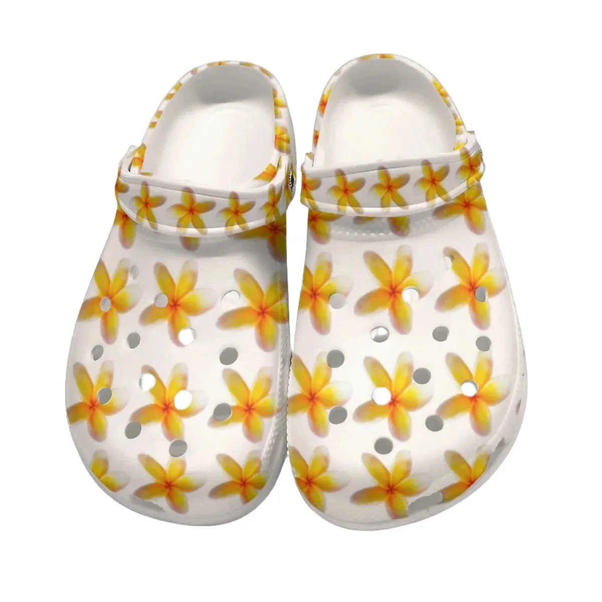 Yellow Frangipanis White Rubber Shoes up to size 12